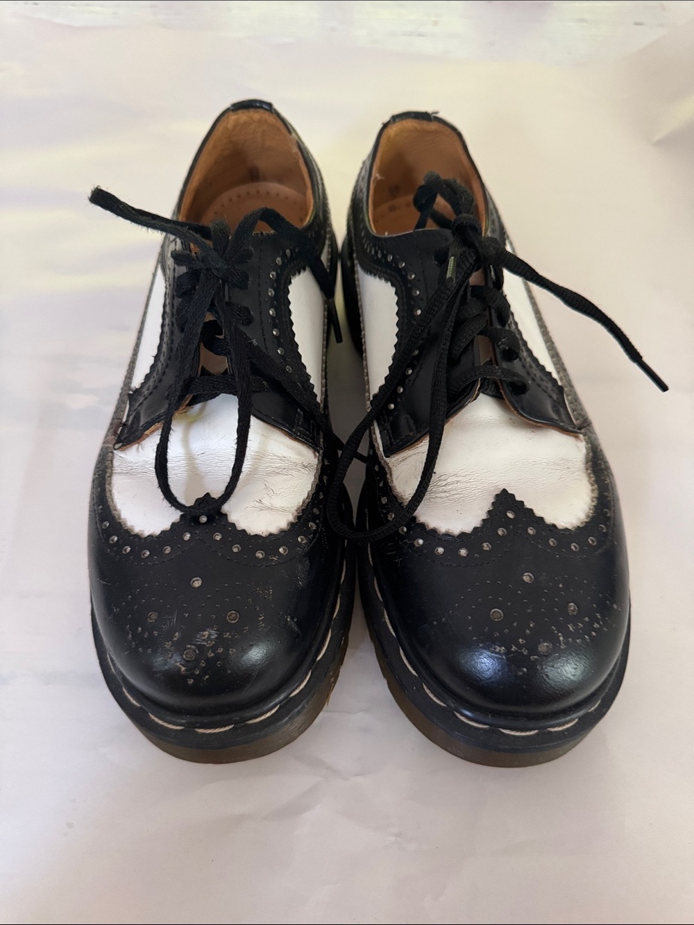 Dr. Martens Black and White Two-Tone Brogue Lace-Up Oxfords